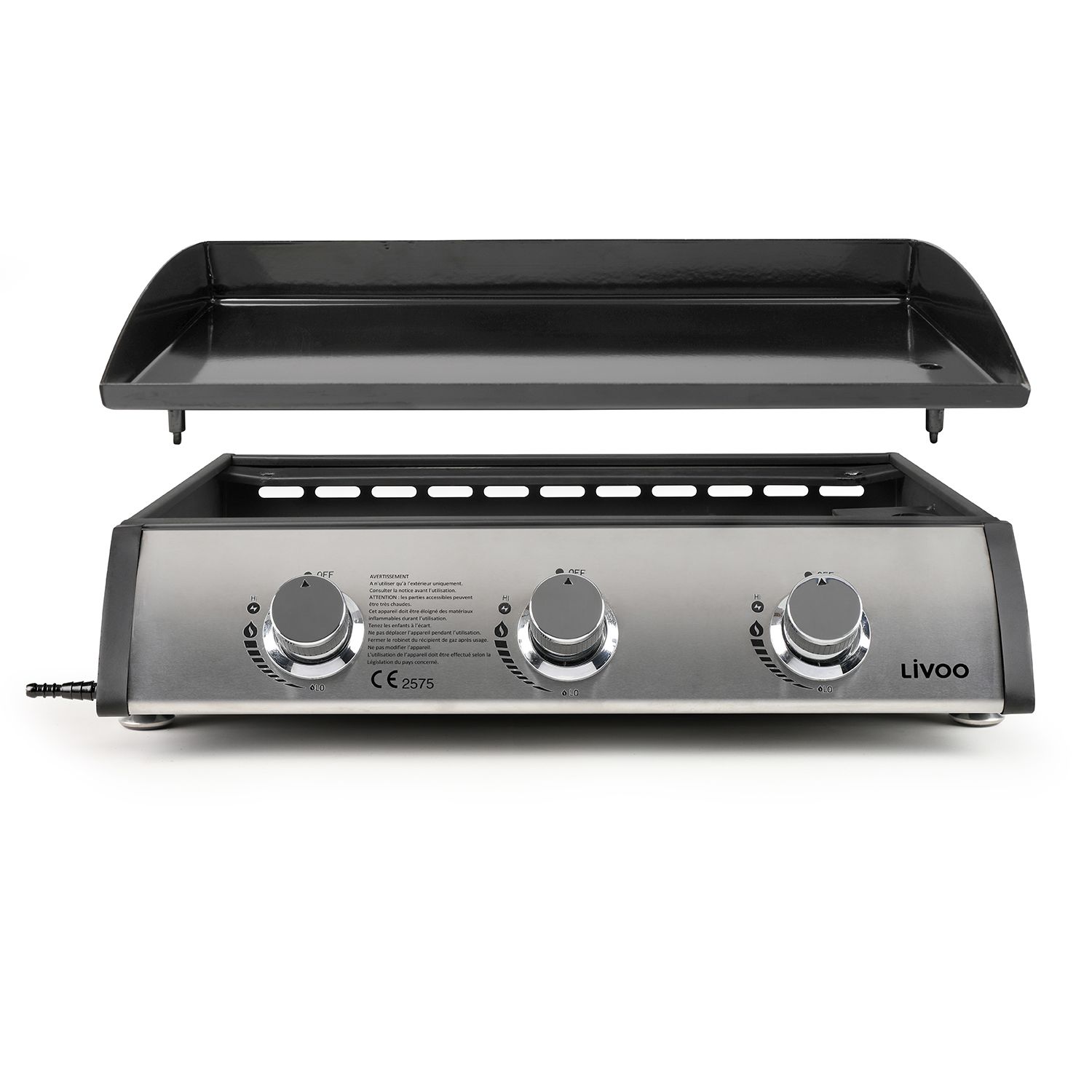 Livoo Gasgrillplatte 7,5 kW, emaillierte Stahlplatte 61 x 38 cm - Doc277