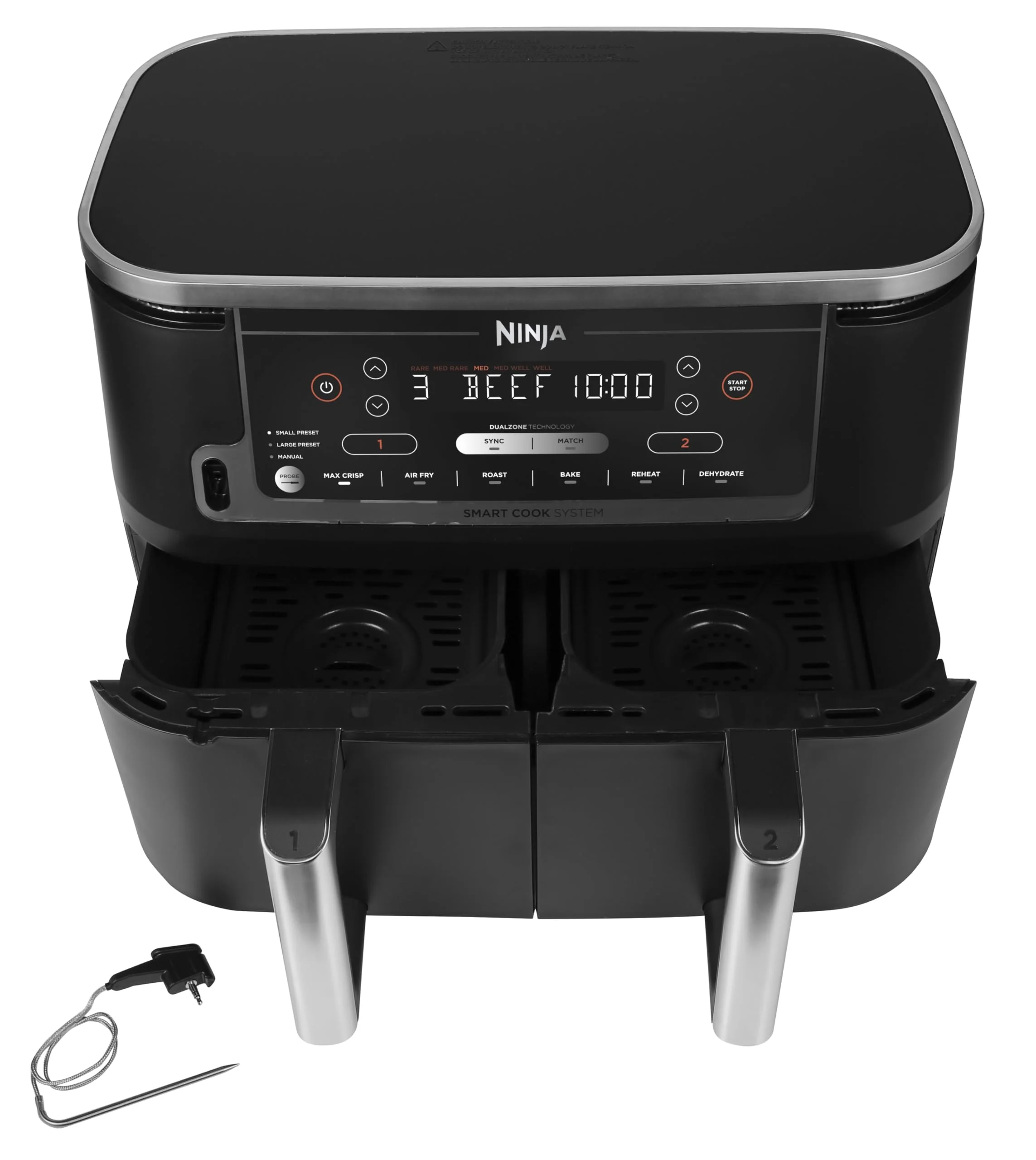 Ninja AF451EU Foodi Max Heißluftfritteuse, 9,5 l, 2470 W, LED-Touchscreen, Schwarz (Modelljahr 2025).
