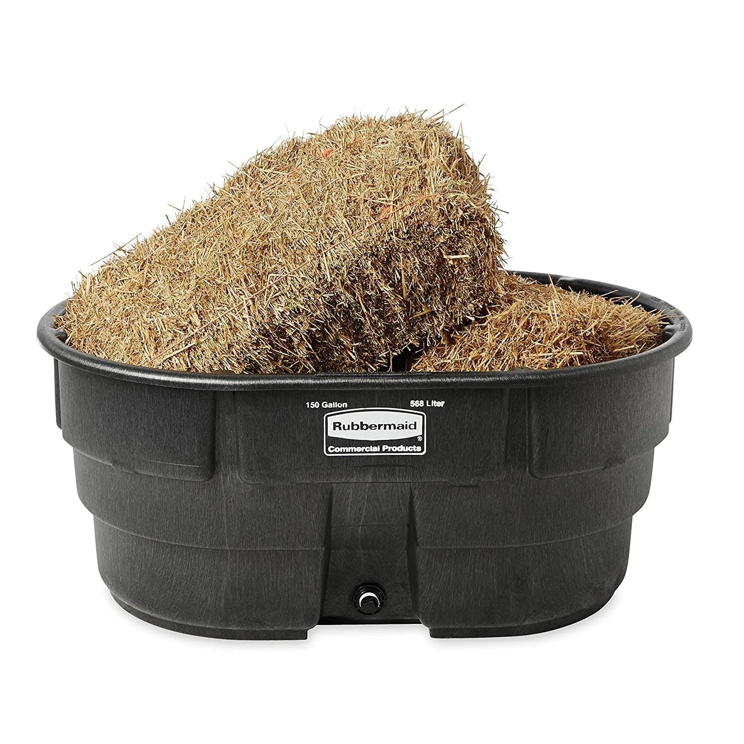 Rubbermaid FG424500BLA Viehtank (Modelljahr 2025). Fassungsvermögen: 150 Gallonen (ca. 570 Liter). Kunststoff. Farbe: Schwarz.