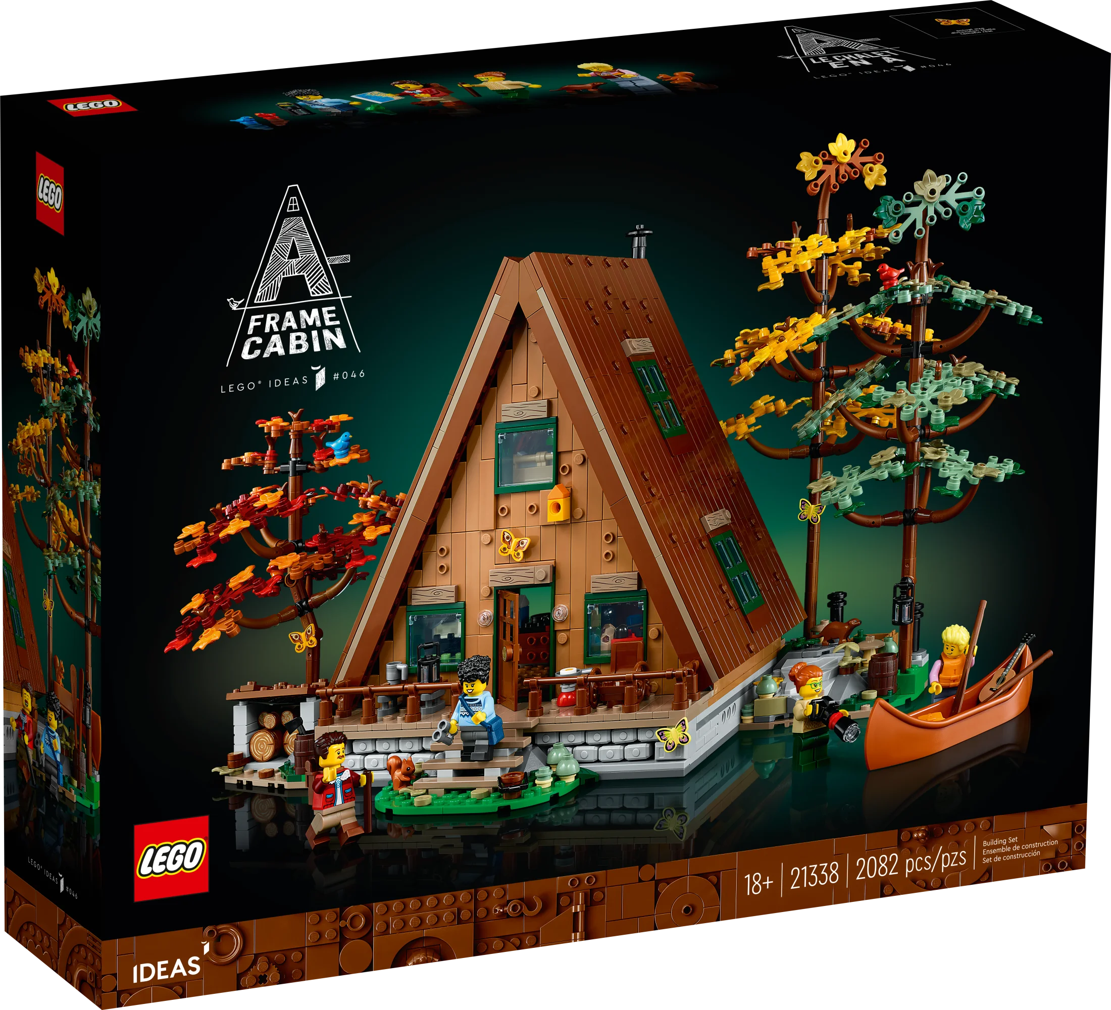 LEGO Ideas A-Frame-Hütte 21338 – Sammler-Ausstellungsset, Bausatz für Erwachsene, Geschenk für Natur- und Architekturliebhaber, enthält 4 individuell gestaltbare Minifiguren und 11 Tierfiguren