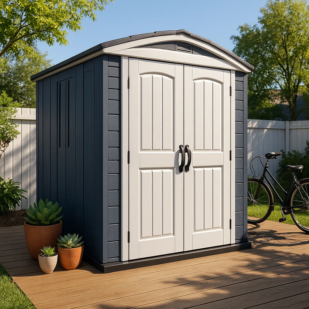 Abri de jardin en résine blanche et gris foncé, pour usage extérieur, 175 x 135 x 190 cm iLlFuYF220KC