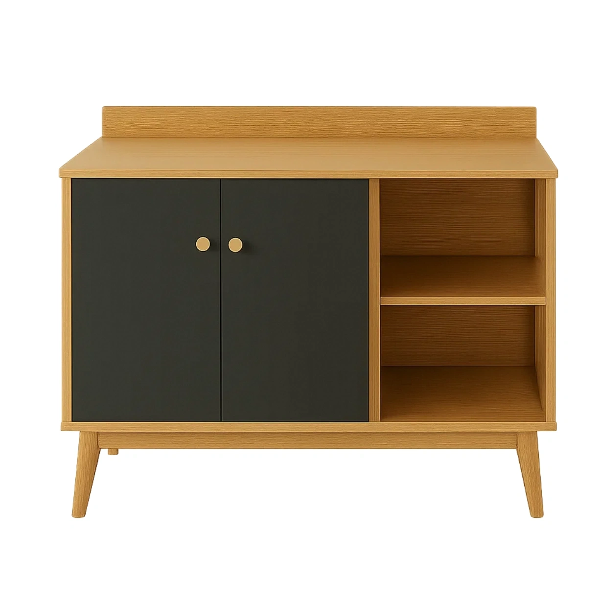 Îlot de cuisine, desserte de cuisine à 2 portes et étagère, bois naturel et noir, 80 x 40 x 80 cm - NCBGLbgym0wl