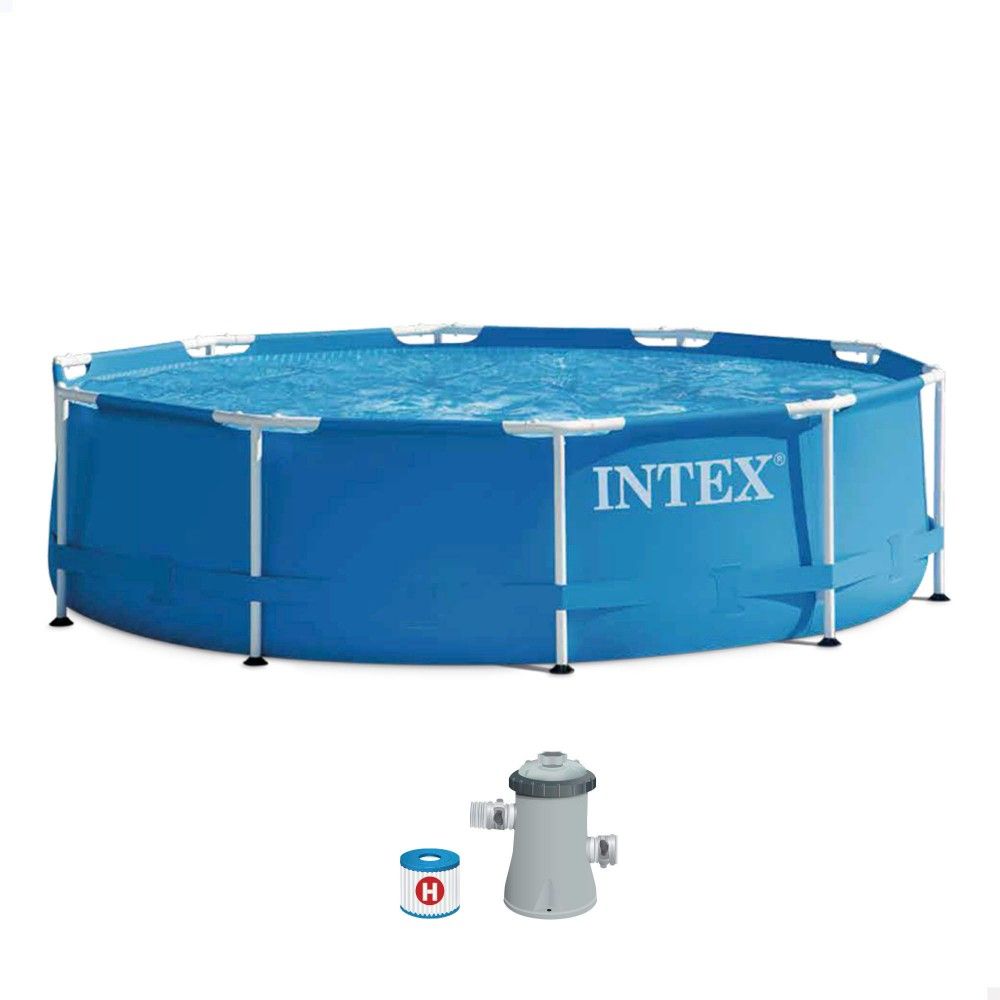 Intex 305x76cm Blauer runder PVC-Aufstellpool mit Filterpumpe