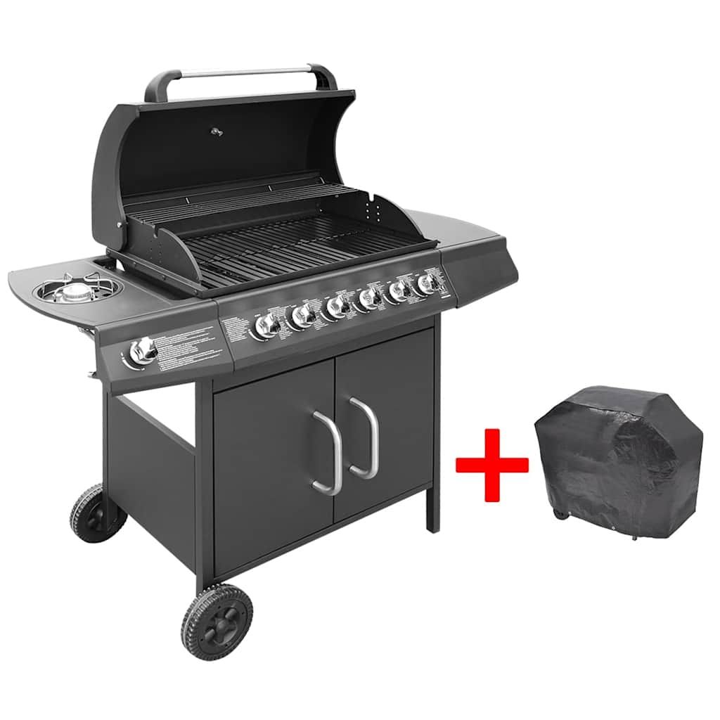 Vidaxl Gasgrill mit 6+1 Brennern, Schwarz