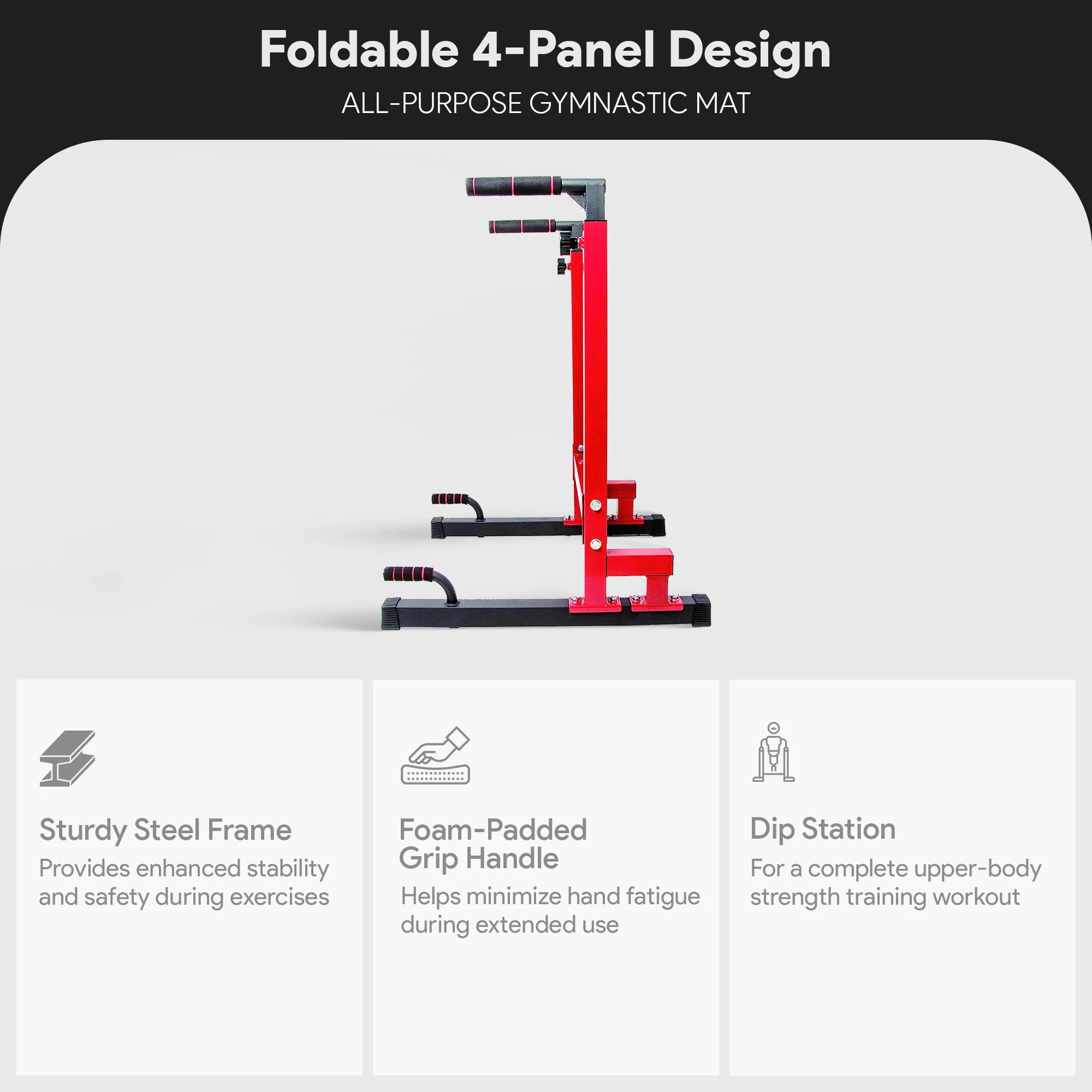 2025 BalanceFrom Multifunktionale Dip-Station für das Heim-Fitnessstudio. Belastbarkeit: 227 kg. Rot.