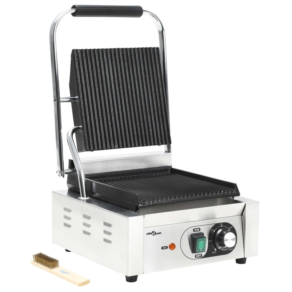 Edelstahl-Grillplatte mit Rippen, 1800 W, 31 x 30,5 x 20 cm, Vidaxl