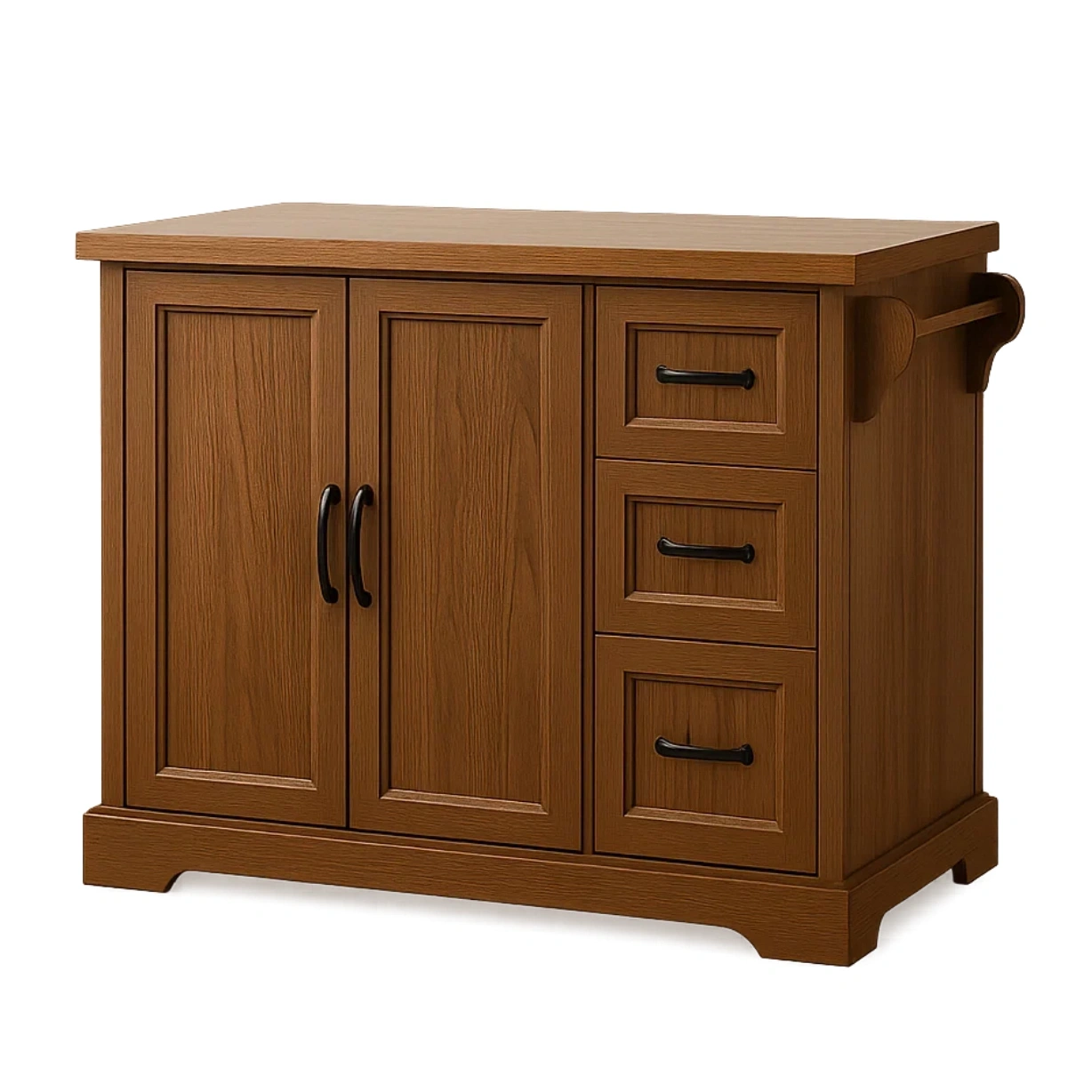 Îlot de cuisine rectangulaire avec tiroirs et portes en bois, couleur naturelle, autoportant, 120 x 60 x 90 cm, pour cuisine domestique - AUXbIYpSWxym