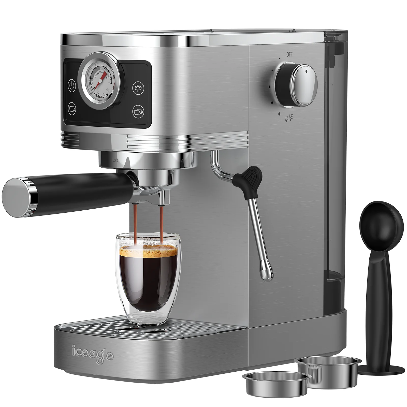 2025 Iceagle CM1660B Espressomaschine mit Dampfgarer – 1350 W