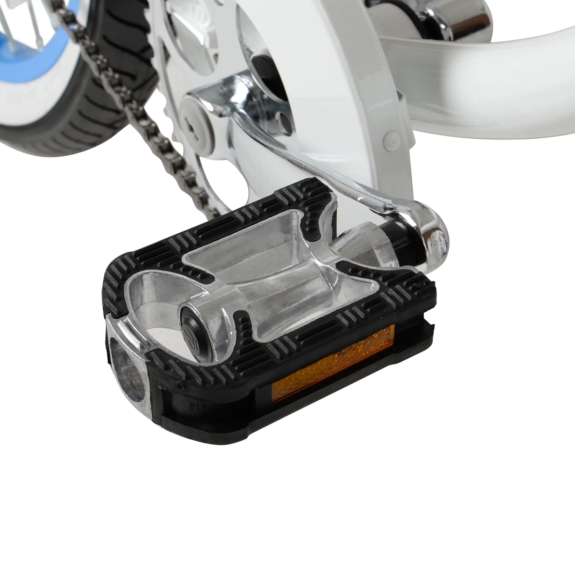 Hyper Damen-Strandfahrrad. 26 Zoll. Weiß mit blauen Felgen.