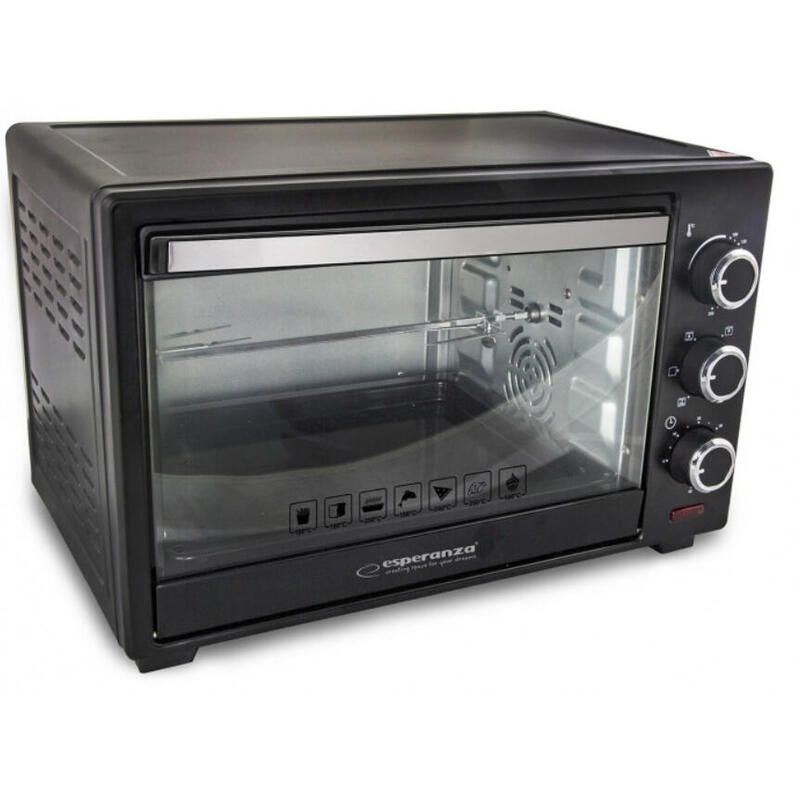 Esperanza Mini-Backofen mit Konvektion und Grillfunktion, Nza Napoli Eko006, Drehknopf, 1600 W, Schwarz, elektrisch, 23 l
