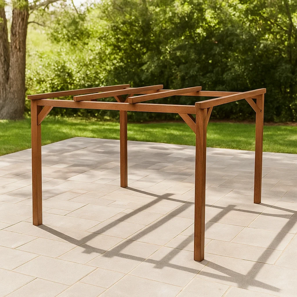 Pergola rectangulaire, structure en bois massif, couleur brun naturel, sans toit, autoportante, 300 x 250 x 240 cm, pour jardin ou terrasse - gfneOlw2fkpK