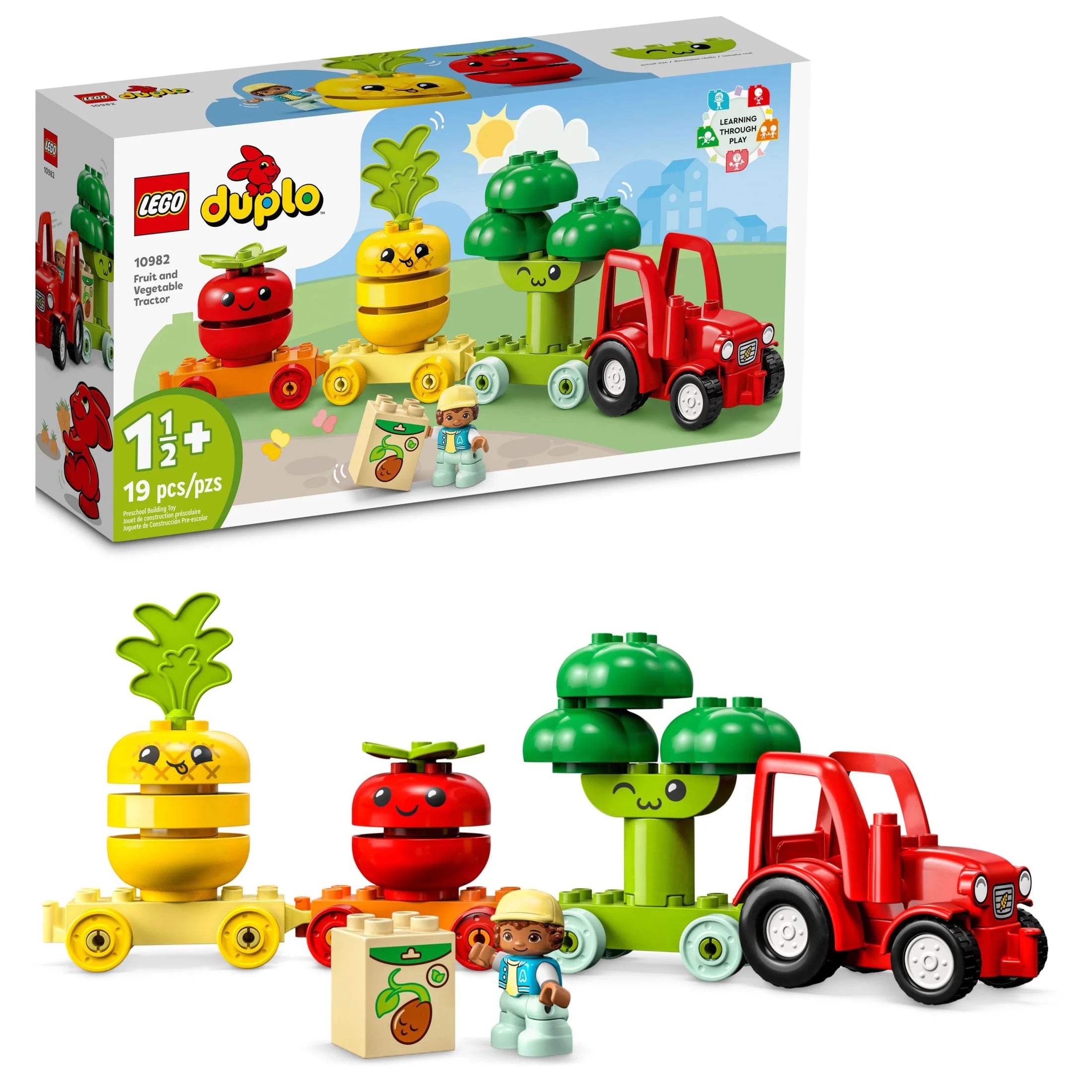 LEGO DUPLO Mein erster Obst- und Gemüsetraktor 10982, Stapel- und Farbsortierspielzeug für Babys und Kleinkinder von 1,5 bis 3 Jahren, Lernset für die frühe Kindheit