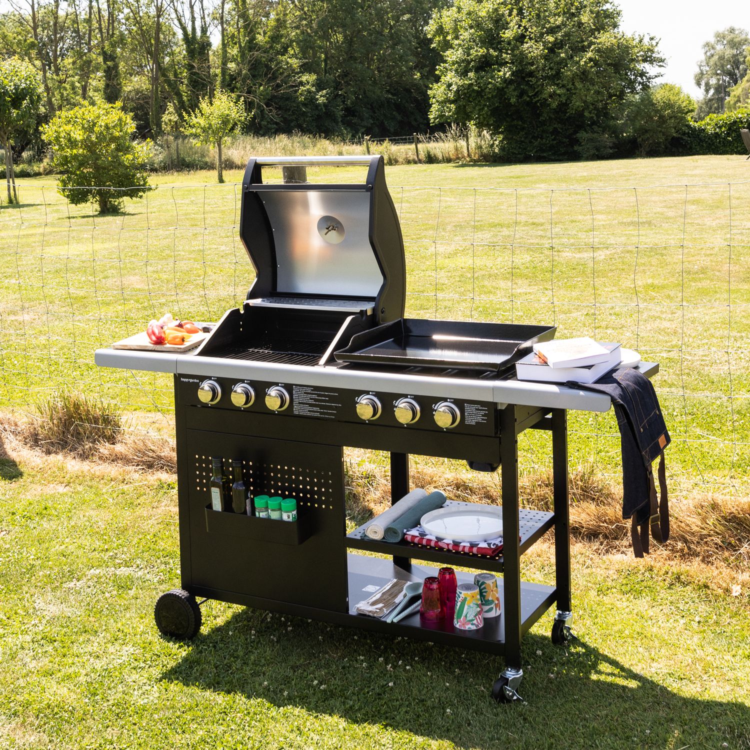 Vesuvio Duo Gasgrill – 3 Brenner + 3-Brenner-Grillplatte