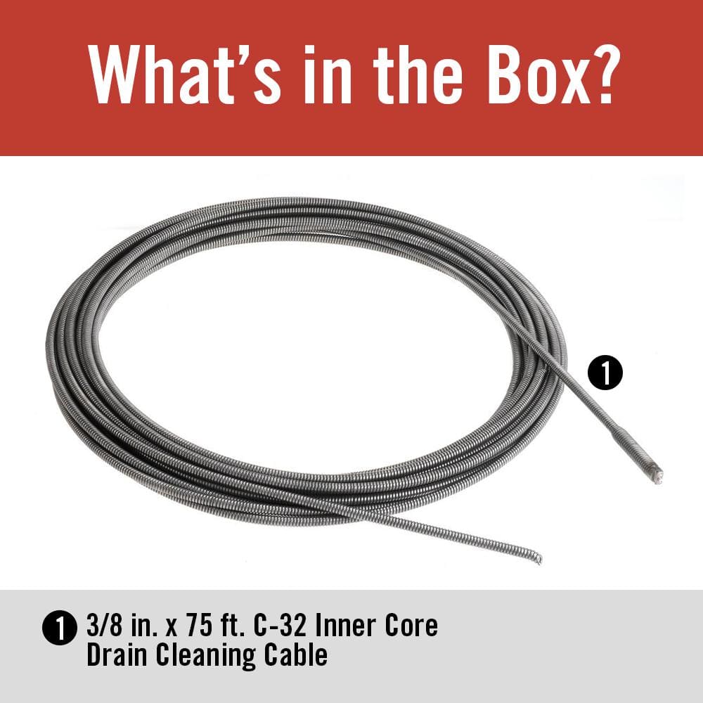 Ersatzkabel C-32 IC (2025) für K-3800 Abflussreinigungsmaschine – 3/8 Zoll x 75 Fuß (ca. 22,9 m). Katalog-Nr. 37847