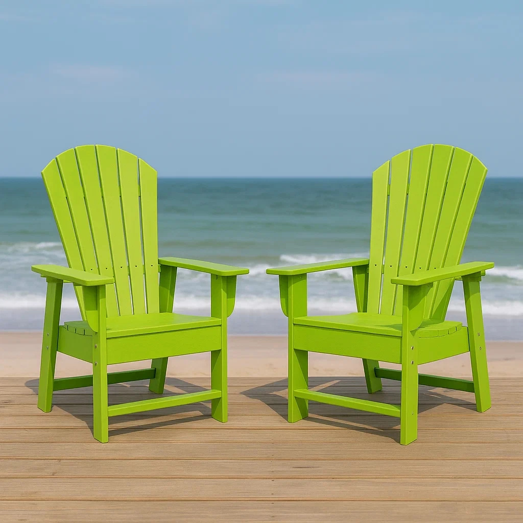 Chaise Adirondack, ensemble de 2 pièces, verte, en plastique, pour usage extérieur