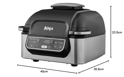 Ninja Foodi Grill & Airfryer (Modelljahr 2025). 5,7-Liter-Heißluftfritteuse. Spülmaschinenfeste Teile. 5-in-1-Gerät. Schwarz/Silber AG301EU
