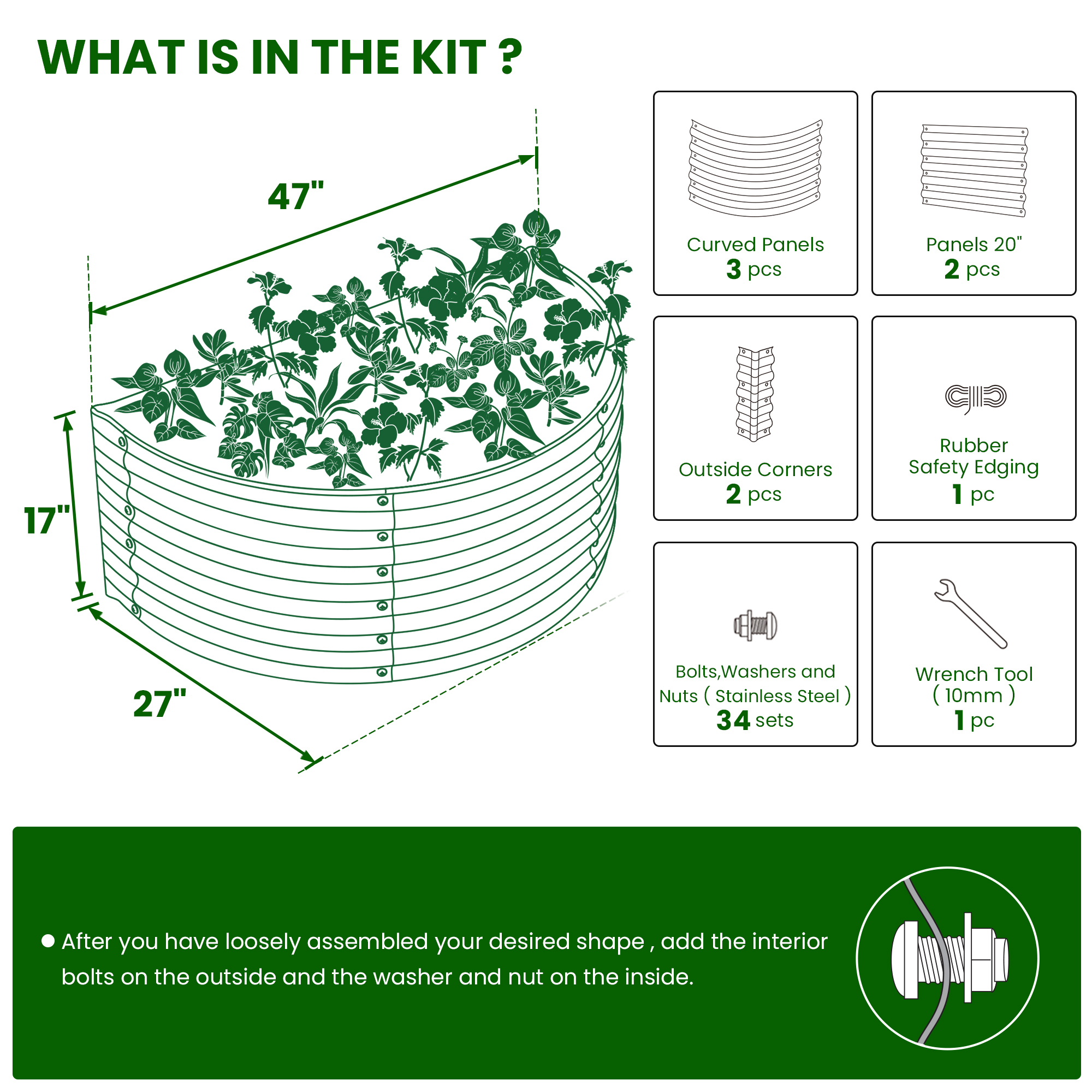 Olle Gardens halbrunder Pflanzkübel in Nachtgrau – 43 cm hoch, die ideale Pflanzlösung für gesunde Wurzeln und einen eleganten Garten