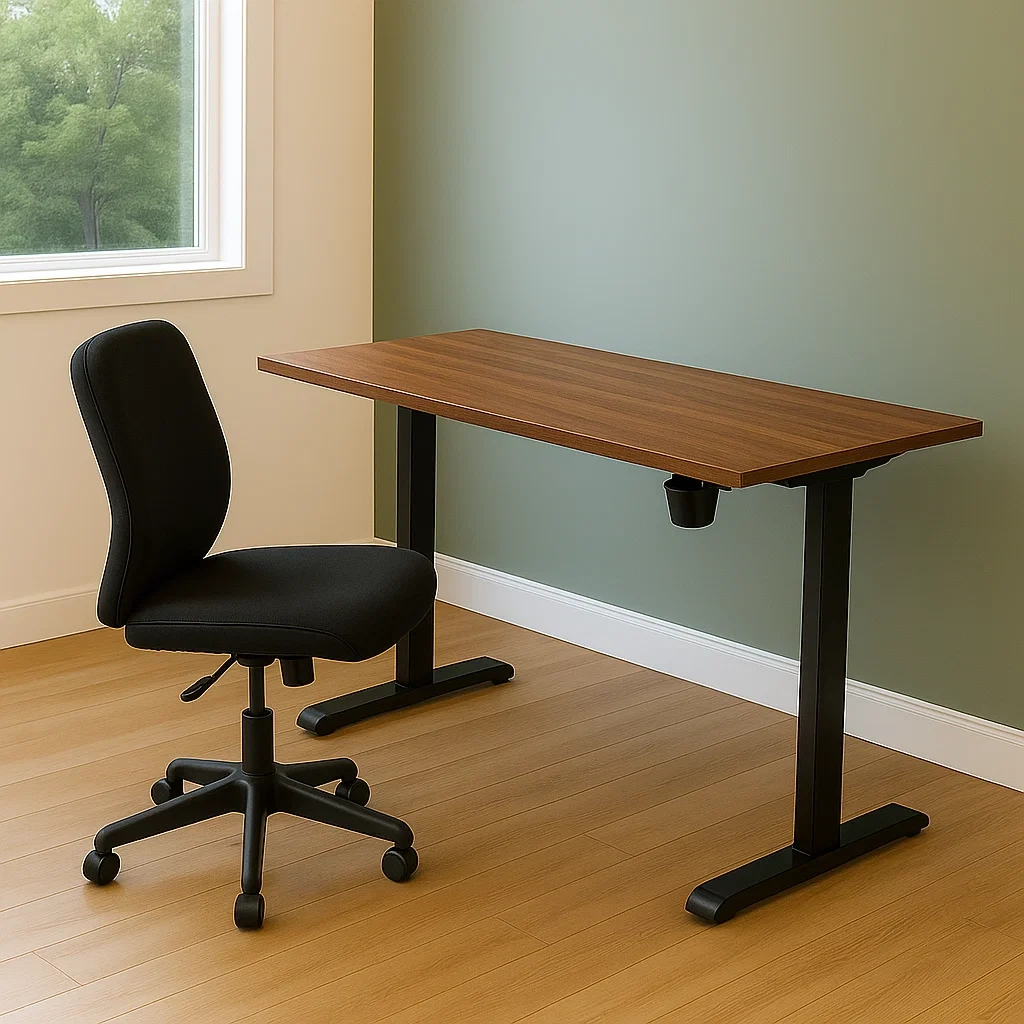 Bureau d'ordinateur en MDF et métal noir, structure fixe minimaliste, 120 x 60 x 75 cm, pour bureau ou chambre - 71AYjvHTapg6