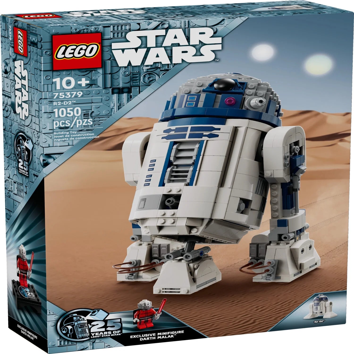 LEGO Star Wars R2-D2 Droidenfigur zum Zusammenbauen, Sammlerstück zur Zimmerdekoration mit exklusiver Darth Malak Minifigur zum 25. Jubiläum, kreative Geschenkidee für Kinder und Fans ab 10 Jahren, 75379