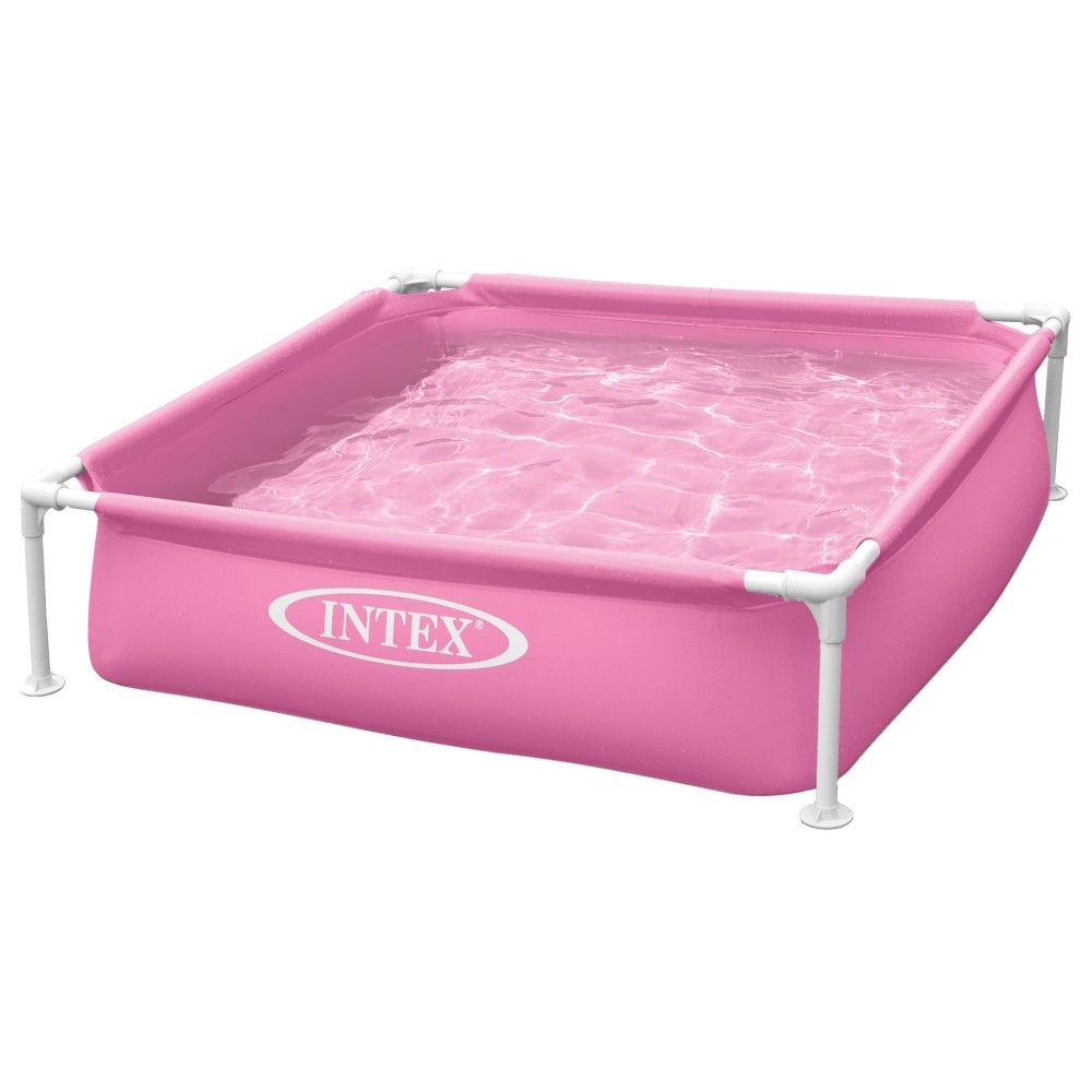 Intex quadratischer, röhrenförmiger PVC-Aufstellpool 122x122x30cm Rosa