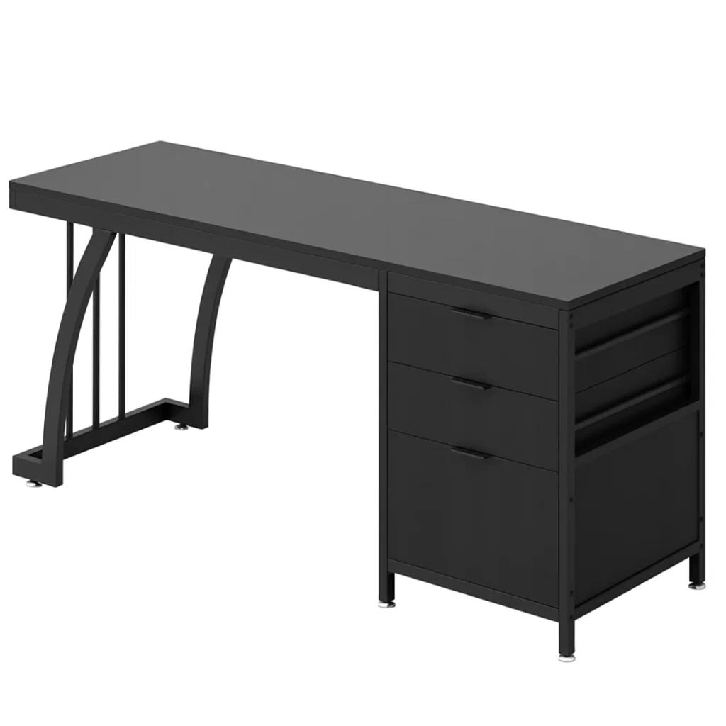 Bureau moderne à 3 tiroirs et structure métallique, 120 x 60 x 75 cm - orzclXj300JC