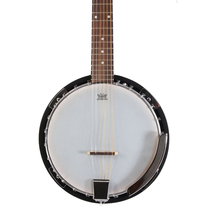 6-saitige Linkshänder-Banjogitarre mit geschlossenem Resonator und 24 Schrauben