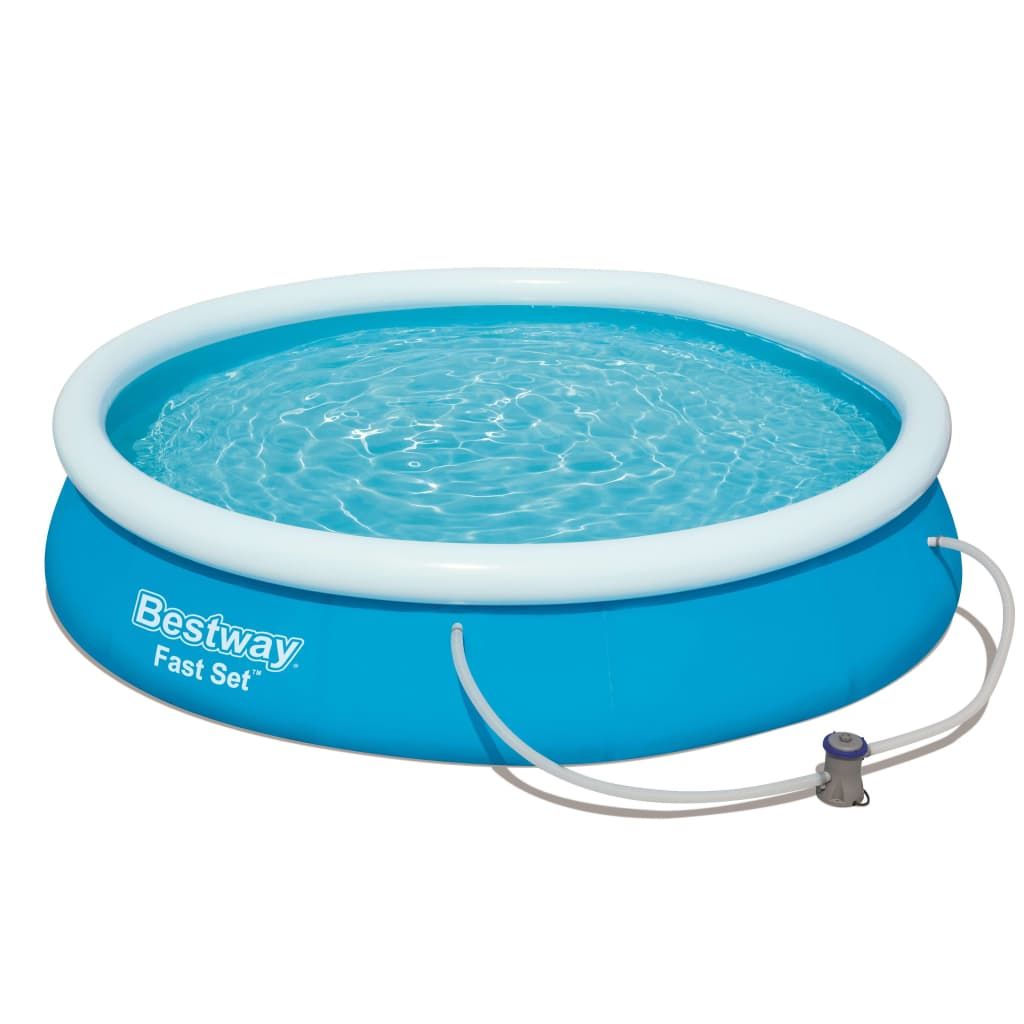Vidaxl Fast Set aufblasbarer Pool Bestway mit Pumpe Blau Ø366x76 cm