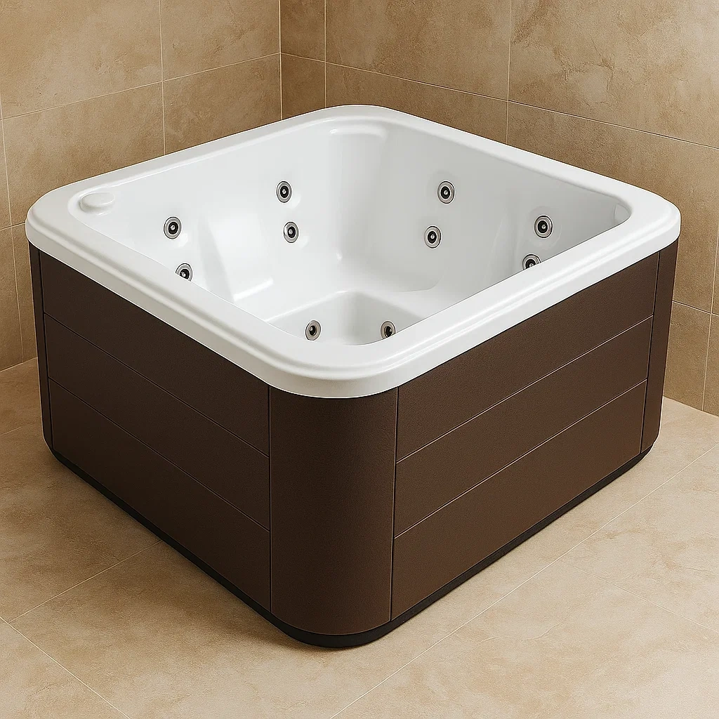 Feste Whirlpools 150x150x70 cm, 4 Personen, quadratisch, braun/weiß qeMbOYz424sL