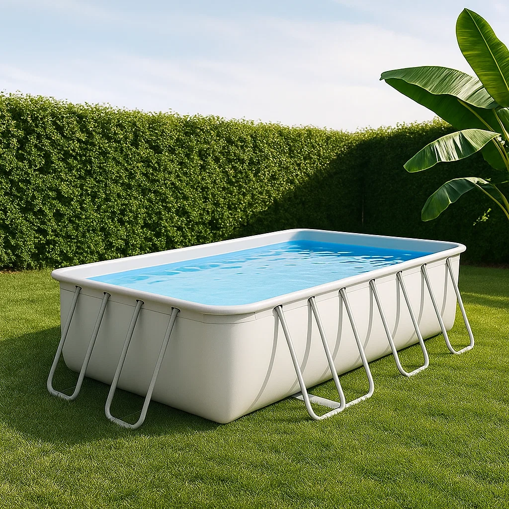 Röhrenpool, rechteckig, 5000 Liter, Metallkonstruktion, PVC-Material, weiß, einfache Montage, 400 x 200 x 100 cm - JJ0OJrav05dm
