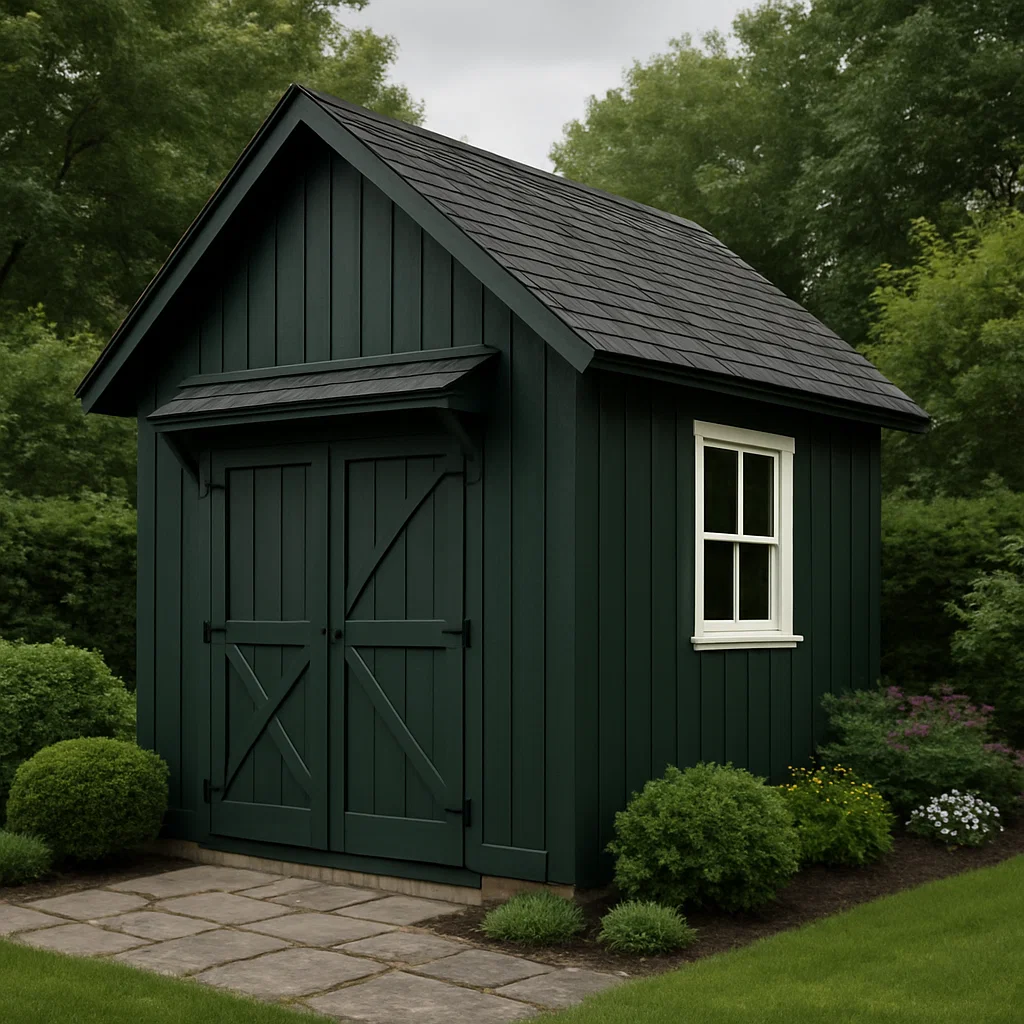 Abri de jardin, abri de rangement extérieur en bois vert foncé, 210 x 180 x 250 cm xzNEOhJ247sV