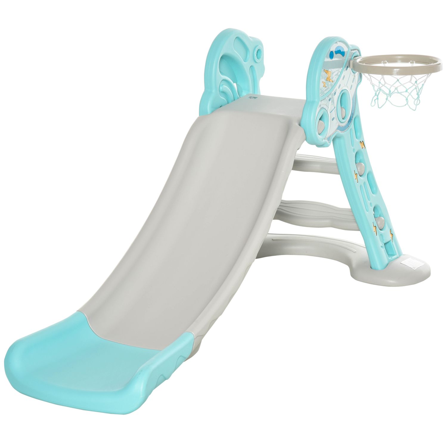 Kinderrutsche mit Basketballkorb, UFO-Modell, Blau und Grau, Homcom