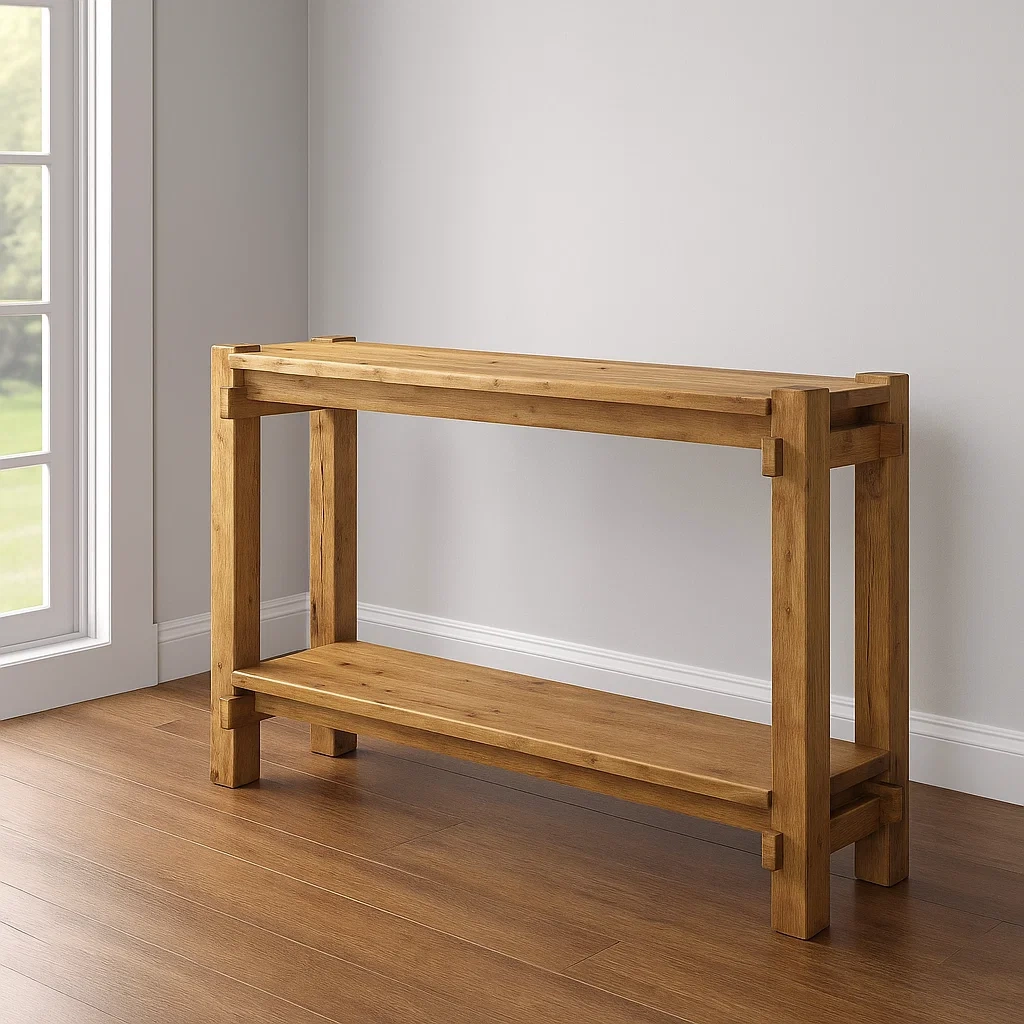 Console d'entrée, marron, en bois, idéale pour un couloir, 160 x 30 x 83 cm