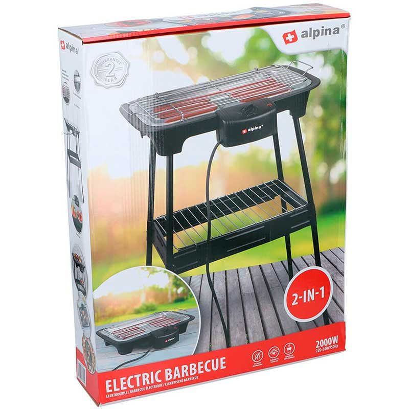 Alpina 2-in-1 Elektrogrill 2000 W Schwarz 60 x 43 x 35 cm