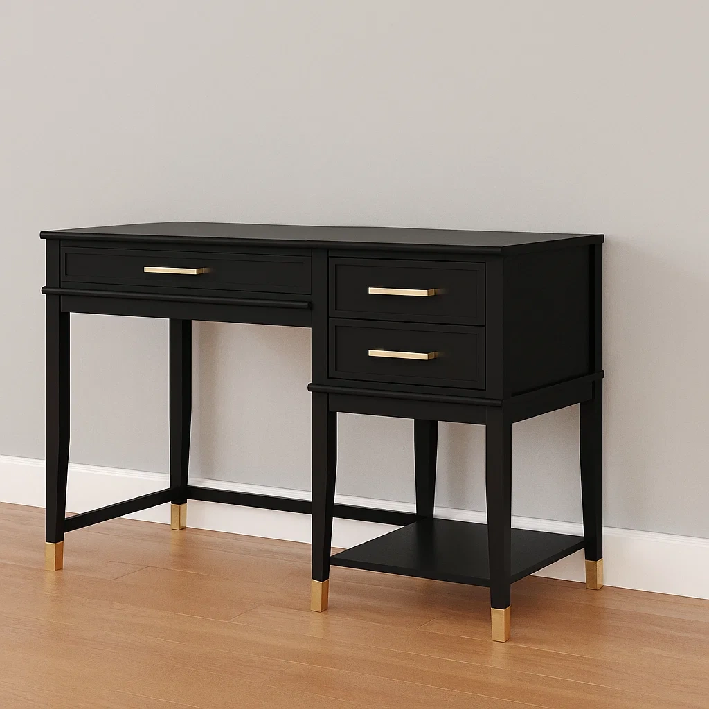 Bureau d'ordinateur noir à plateau relevable avec panneau en bois pour bureau ou espace de travail, 116×50×77 cm - T2Ujje5oy1g0