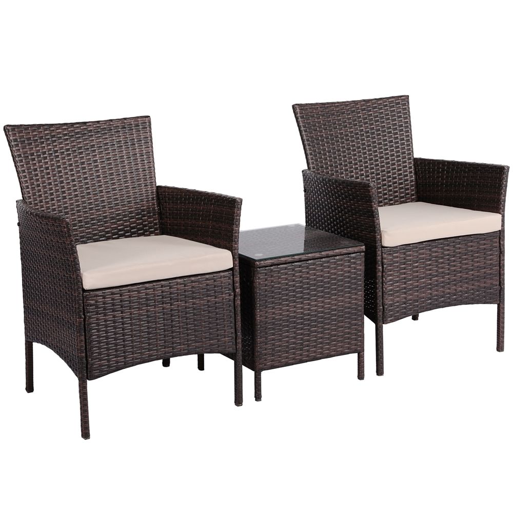 Braunes Gartenmöbelset mit Tisch und Stühlen für Balkon oder Garten