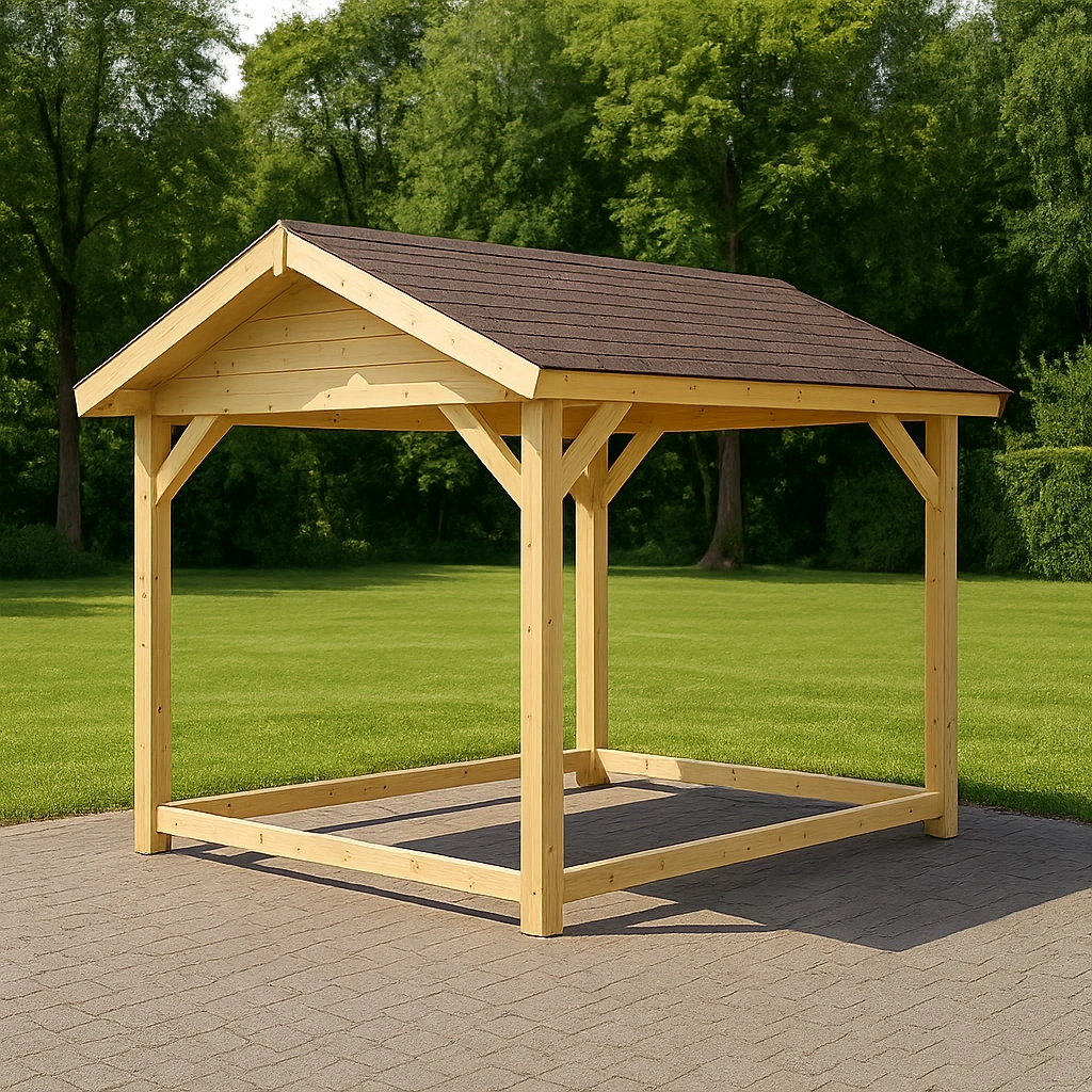 Pergola de jardin, structure ouverte, couleur bois naturel, pour usage extérieur, 300×250×270 cm - jAjHwrf520mO