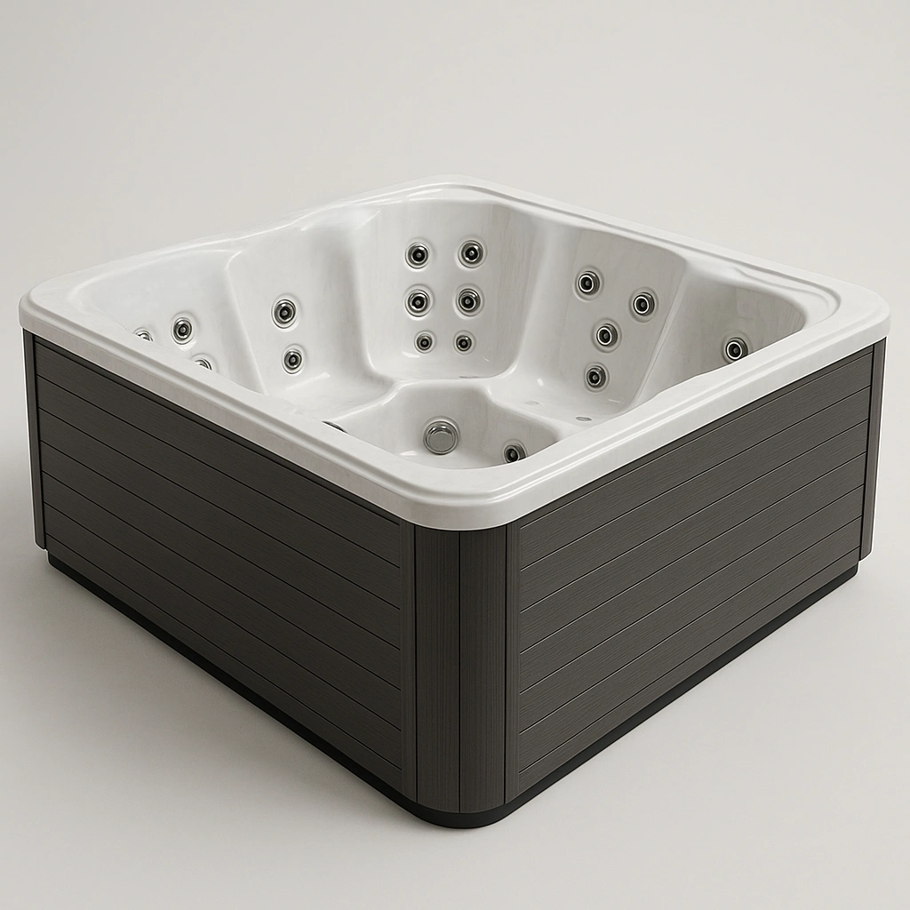 Spa extérieur blanc et gris avec panneaux en PVC, 150 x 150 x 75 cm