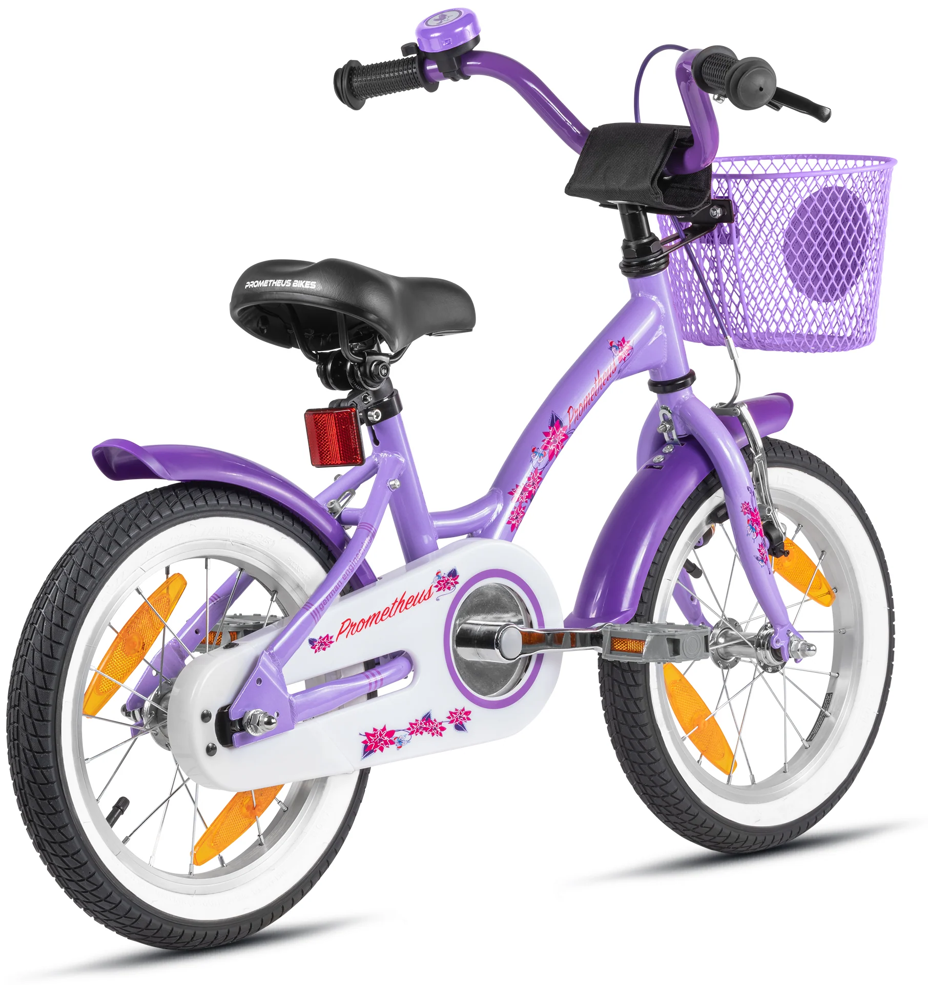 2025 Kinderfahrrad, 14 Zoll, mit Stützrädern. Violett und Weiß. Alter: 3–4 Jahre