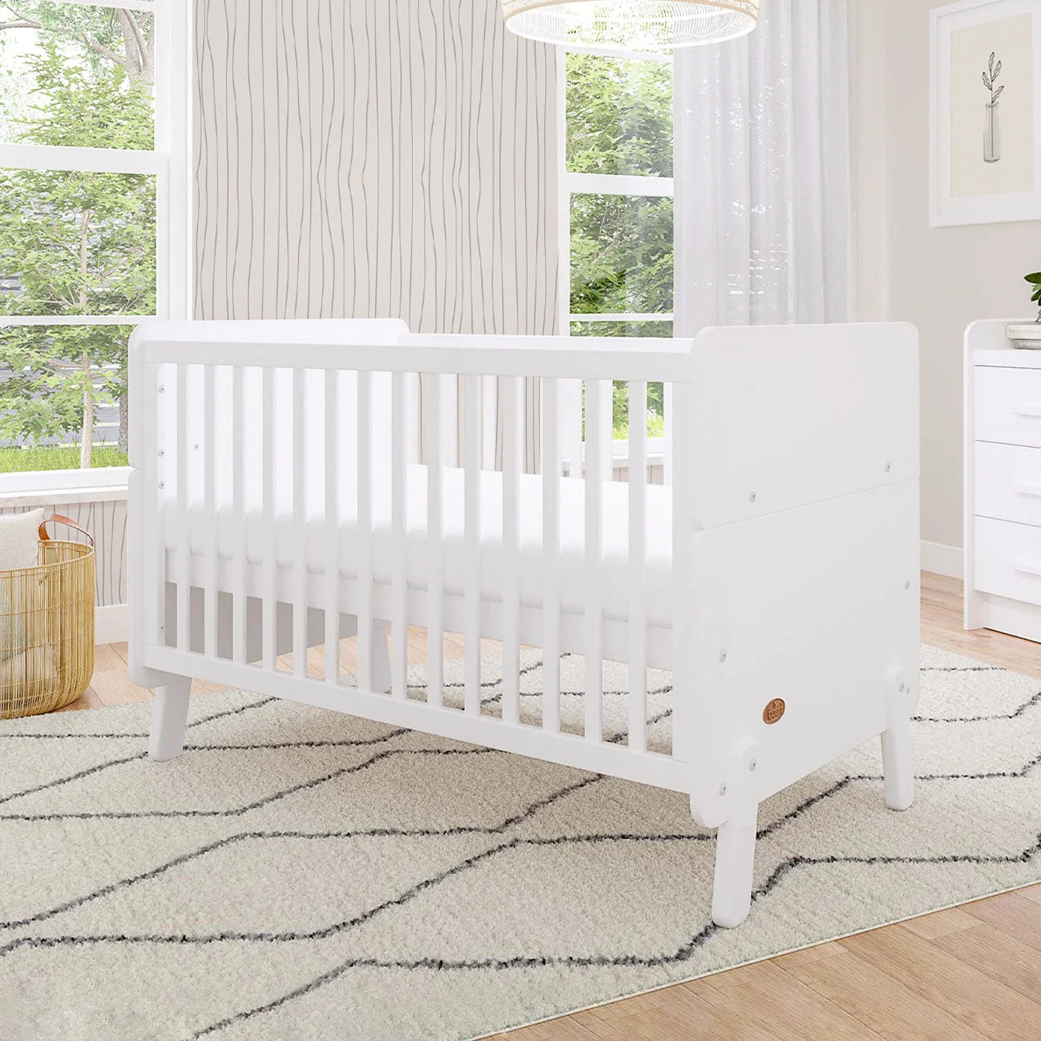 Emma 3-in-1 Babybett, Modelljahr 2025, Weiß/Weiß