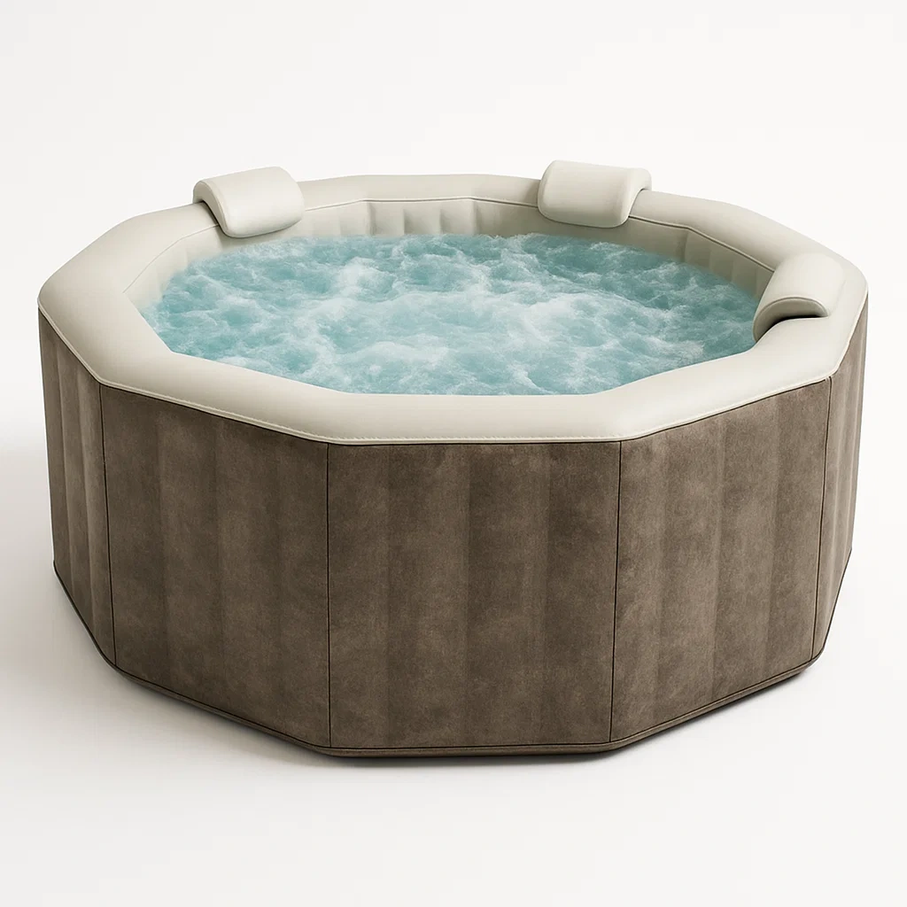 Aufblasbarer Whirlpool 180x180x70 cm, 4 Sitze, achteckige Form, hellbraun/beige FYUPGca359XV
