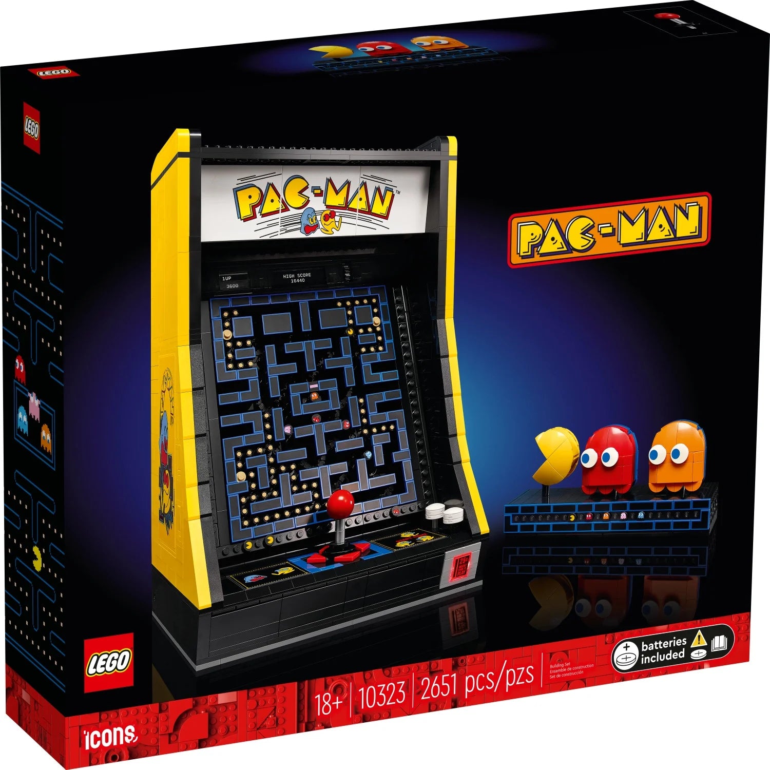 LEGO Icons Arcade PAC-MAN 10323 – Bauset für Erwachsene, Nachbildung eines klassischen Videospiels, nostalgisches Geschenk für Retro-Spielefans und Vintage-Dekoration, enthält die Figuren PAC-MAN, BLINKY und CLYDE