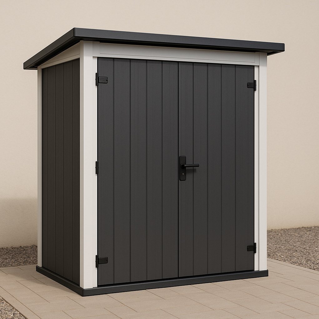 Abri de jardin en résine 185 x 105 x 200 cm gris/noir kUBhKSD385bf