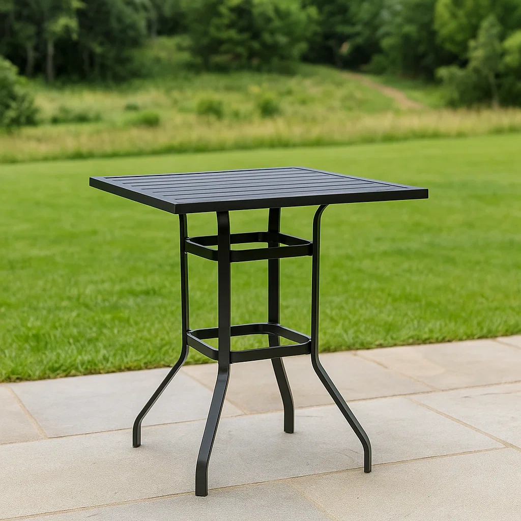 Table de bistrot d'extérieur, noire, en fer, pour jardin, 81 x 81 x 94 cm