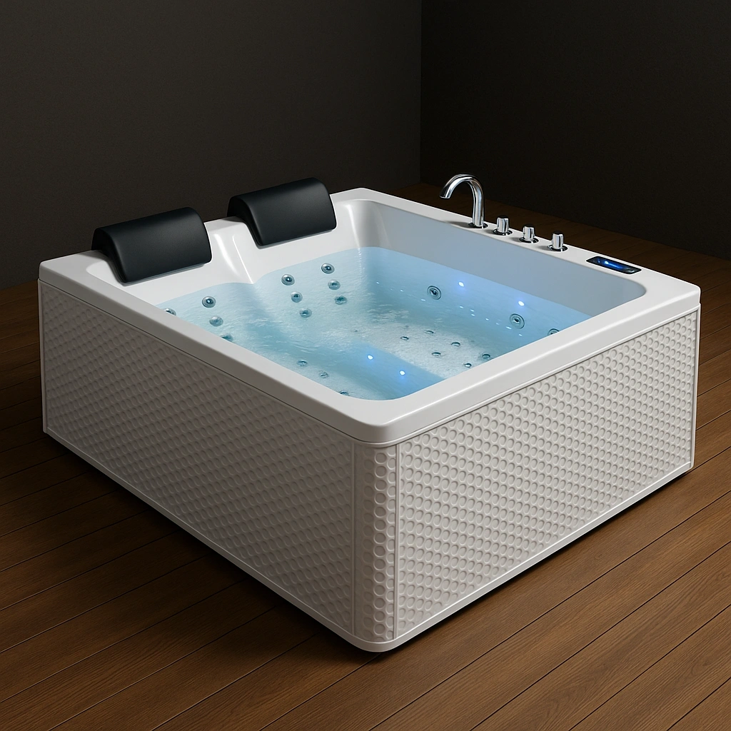 Rechteckige Acryl-Whirlpool-Badewanne für den Innenbereich zum Entspannen, 180 x 140 x 65 cm - UufKBPd403cZ