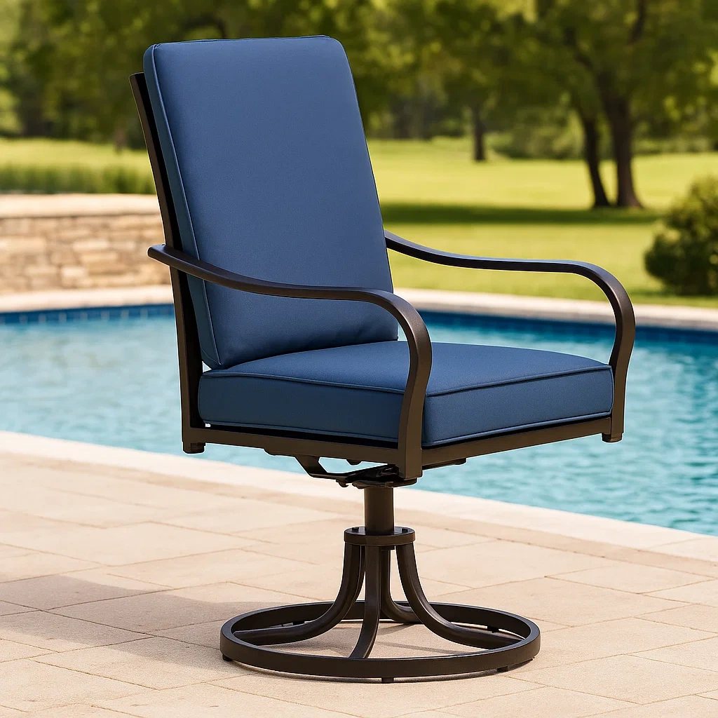 Chaise de jardin noire en fer et polyester, 60 x 58 x 92 cm