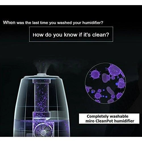 MIRO-NR08M Vollständig waschbarer, modularer Luftbefeuchter für große Räume, leicht zu reinigen, einfach zu bedienen, Luma Touch – Hochwertiger Kaltnebel-Luftbefeuchter. Touch-Steuerung, farbige LED-Beleuchtung, leistungsstarke Befeuchtung.