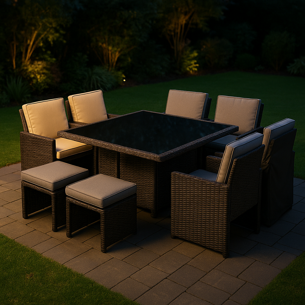 Ensemble de jardin extérieur en rotin gris clair