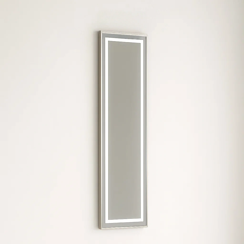 Miroir mural gris en métal, idéal pour le salon, 37 x 2 x 150 cm