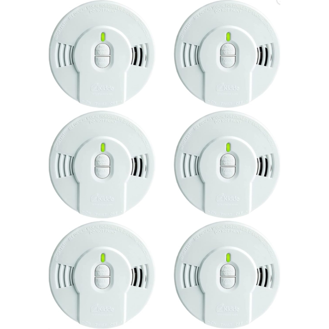 Kidde Rauchmelder, 10-Jahres-Batterie, LED-Anzeigen, Austauschwarnung, Test- und Reset-Taste, 6er-Pack, Weiß