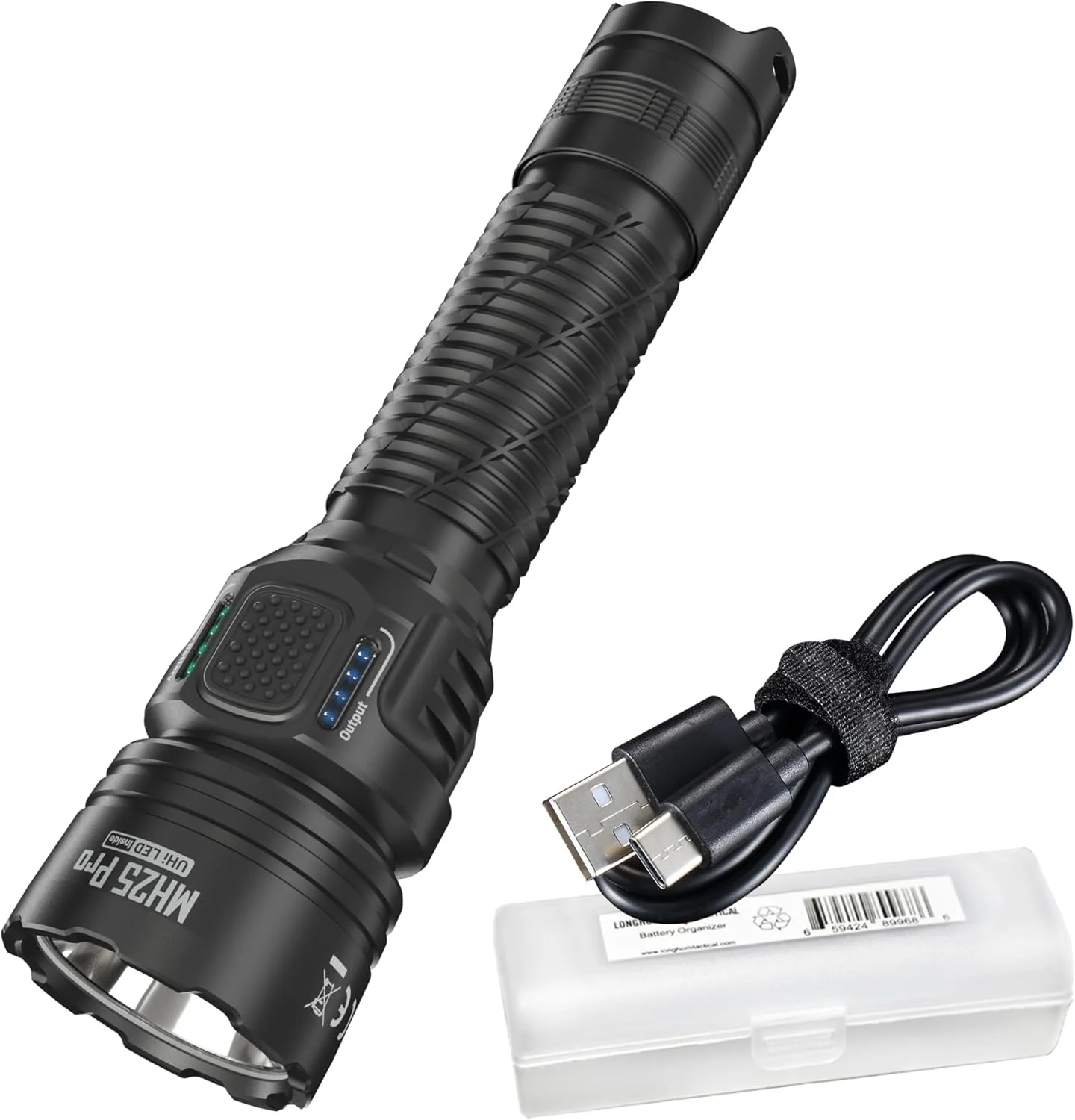 MH25 Pro Taschenlampe – 3300 Lumen. 700 Meter Leuchtweite. USB-C-aufladbar mit Organizer. LumenTac – Kompakte Taschenlampe für Arbeit und Notfälle.